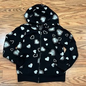 Okie Dokie girl’s Heart hoodie black and silver size 6